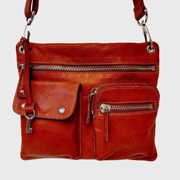 Fossil Leather Burnt Red Crossbody/Shoulder Women Bag - Picture 4 of 11